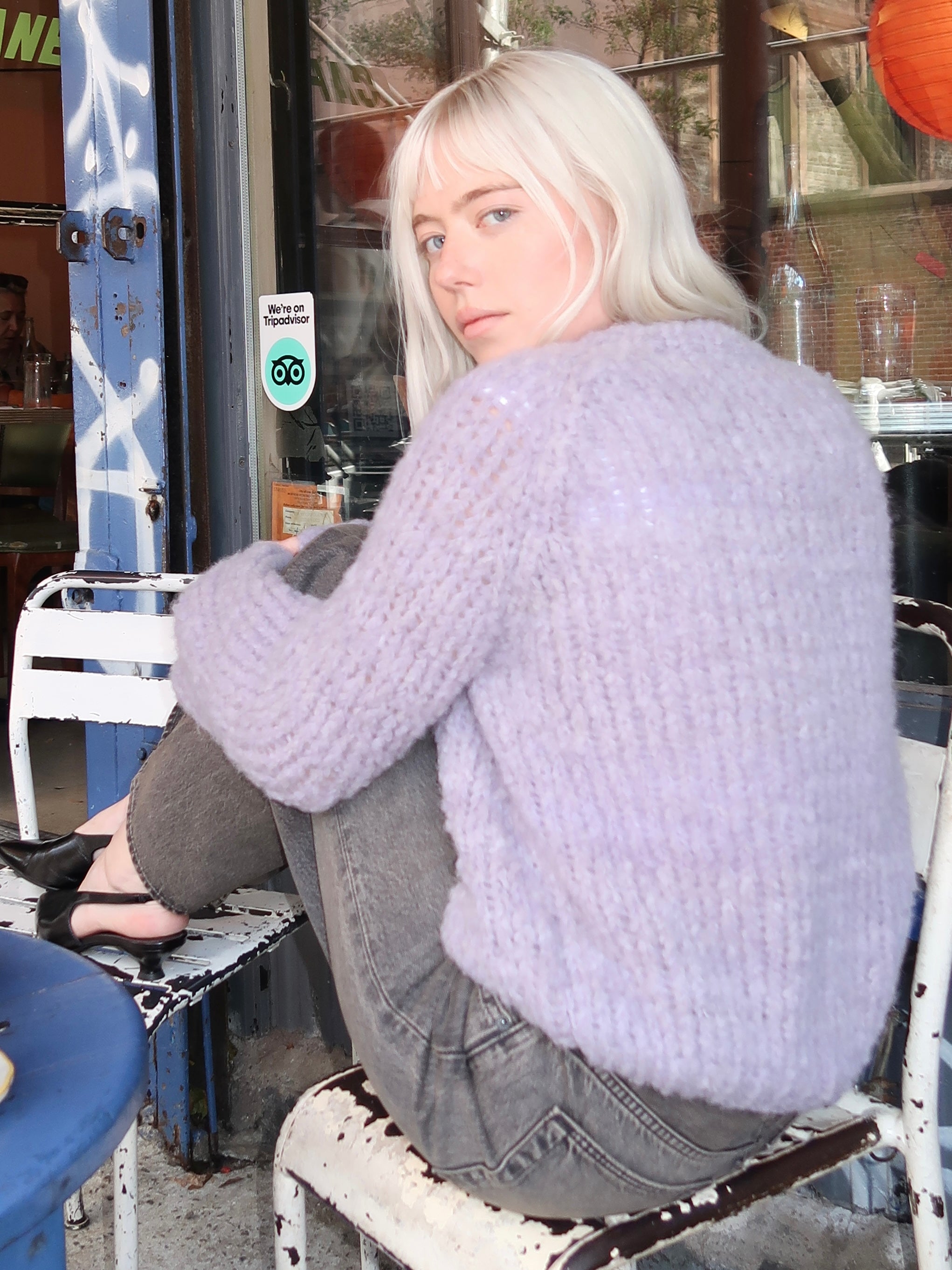 Wool Alpaca Mix Cardigan in Lilac