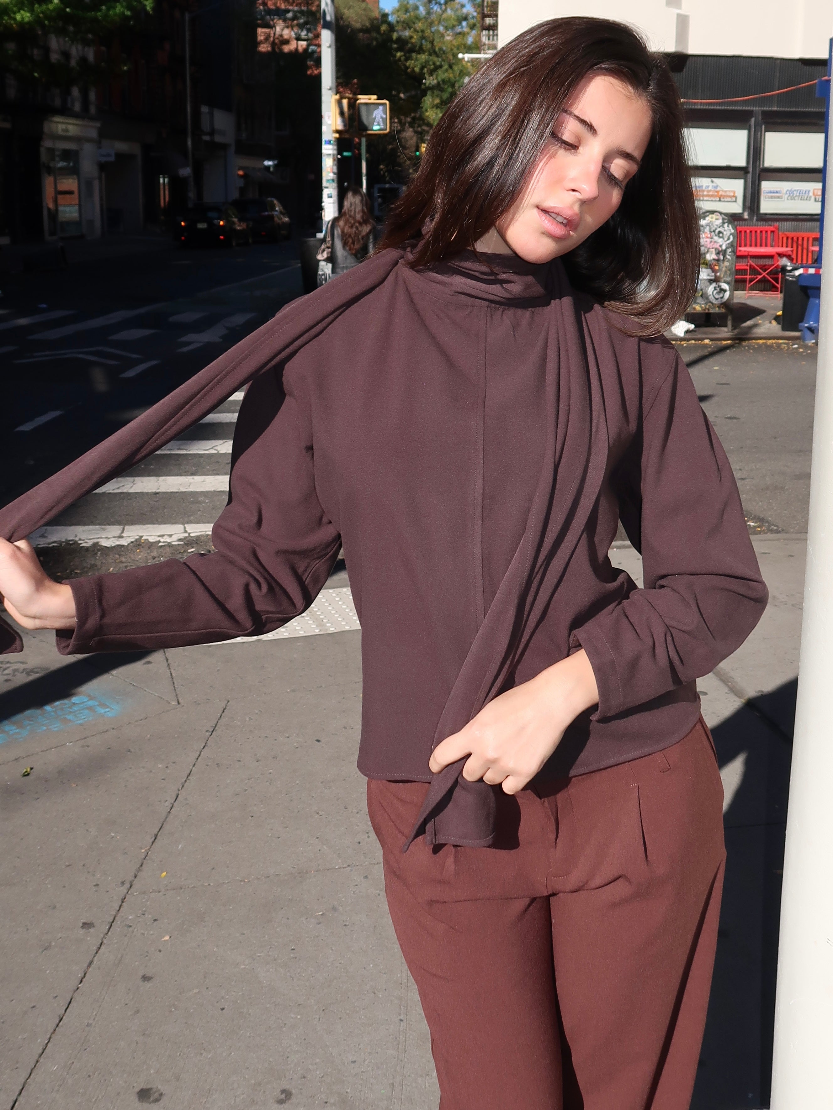 Stream Top in Dark Brown