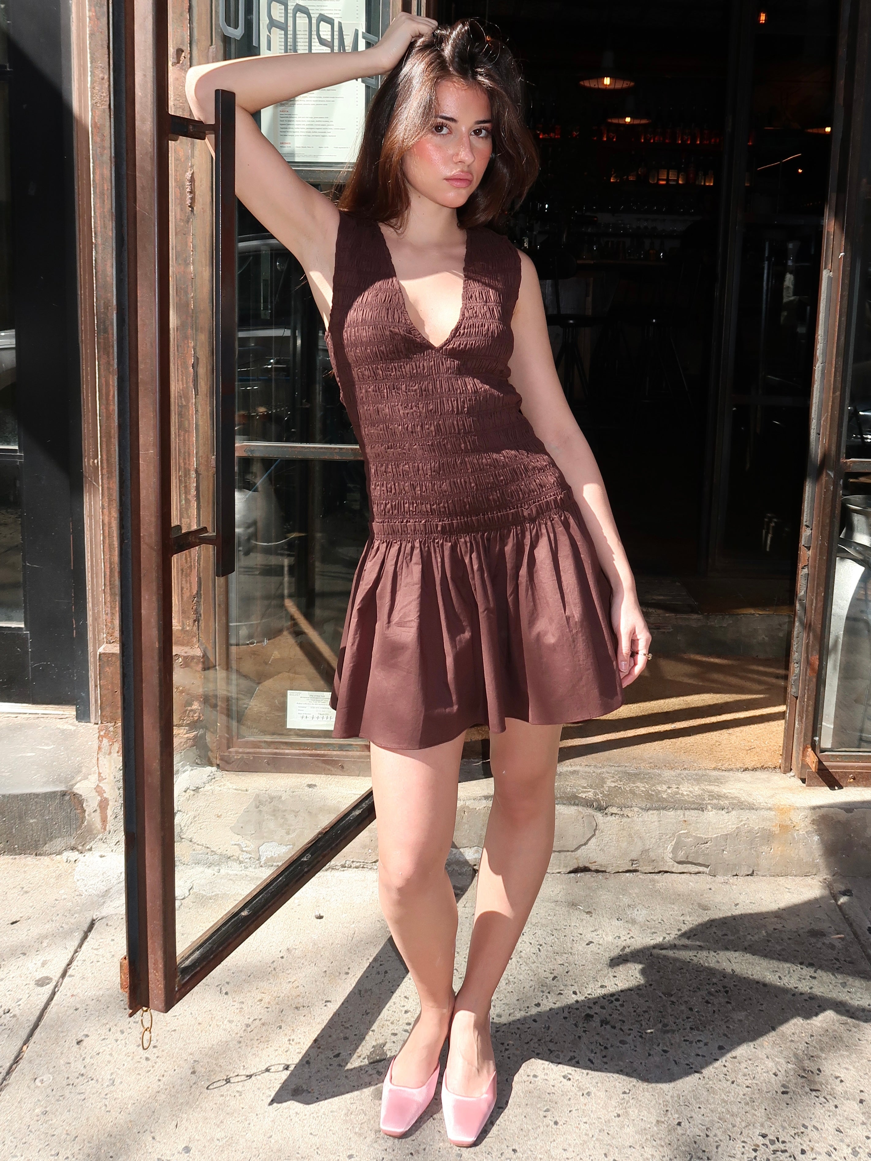 Palomar Mini Dress in Espresso