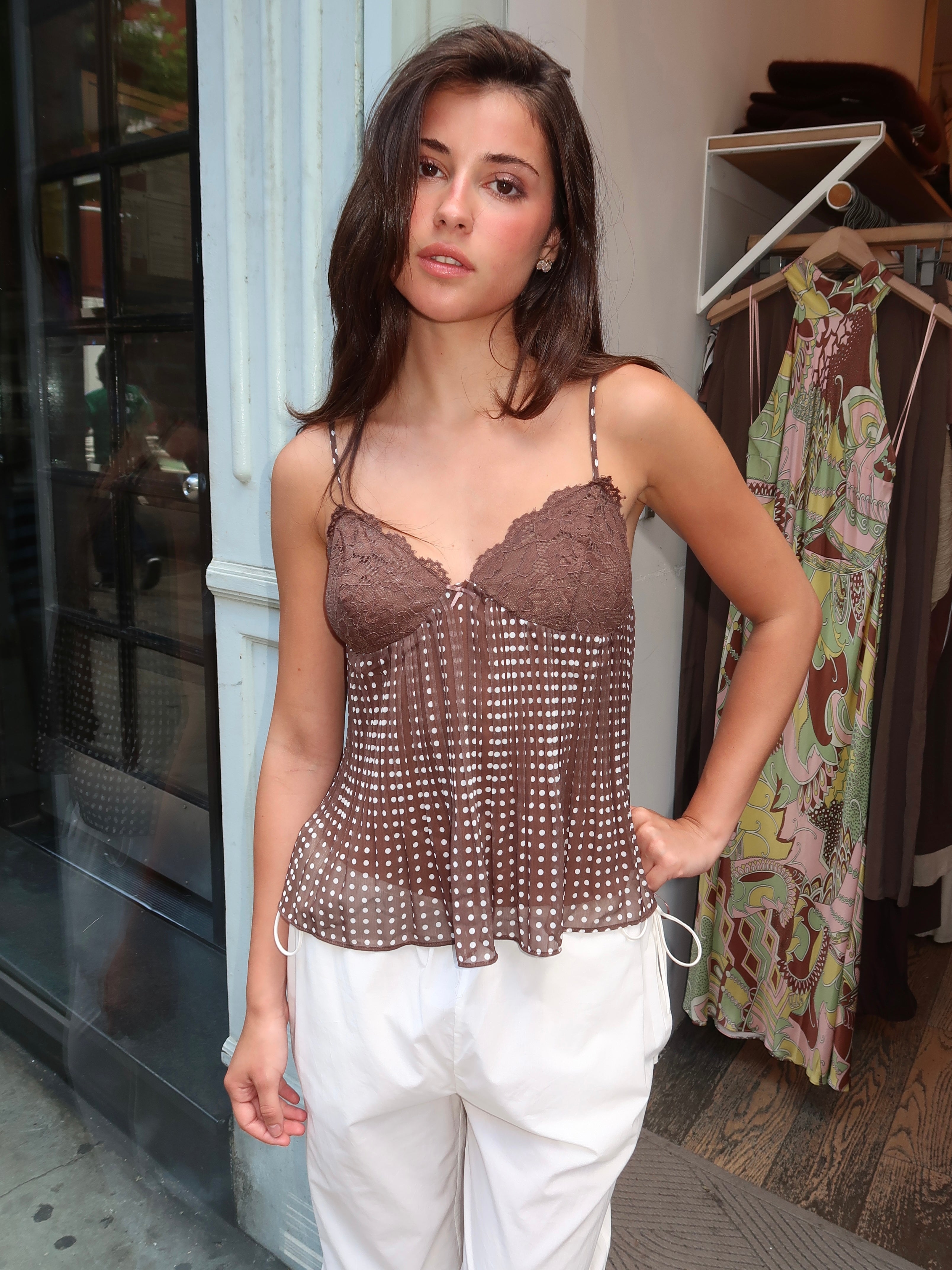 Harper Lace Cami in Brown – Isalis
