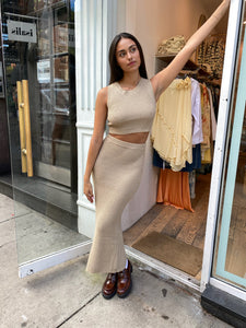 Kora Knit Top & Skirt Set in Tan