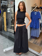 Noelle Poplin Maxi Skirt in Noir