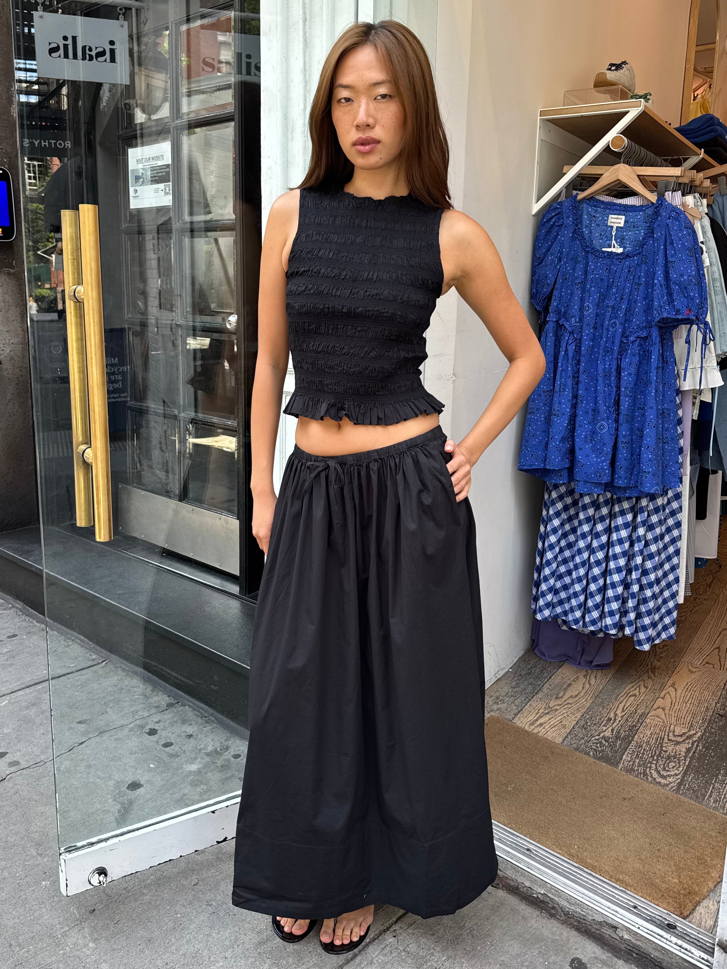 Noelle Poplin Maxi Skirt in Noir