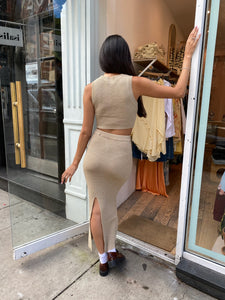 Kora Knit Top & Skirt Set in Tan
