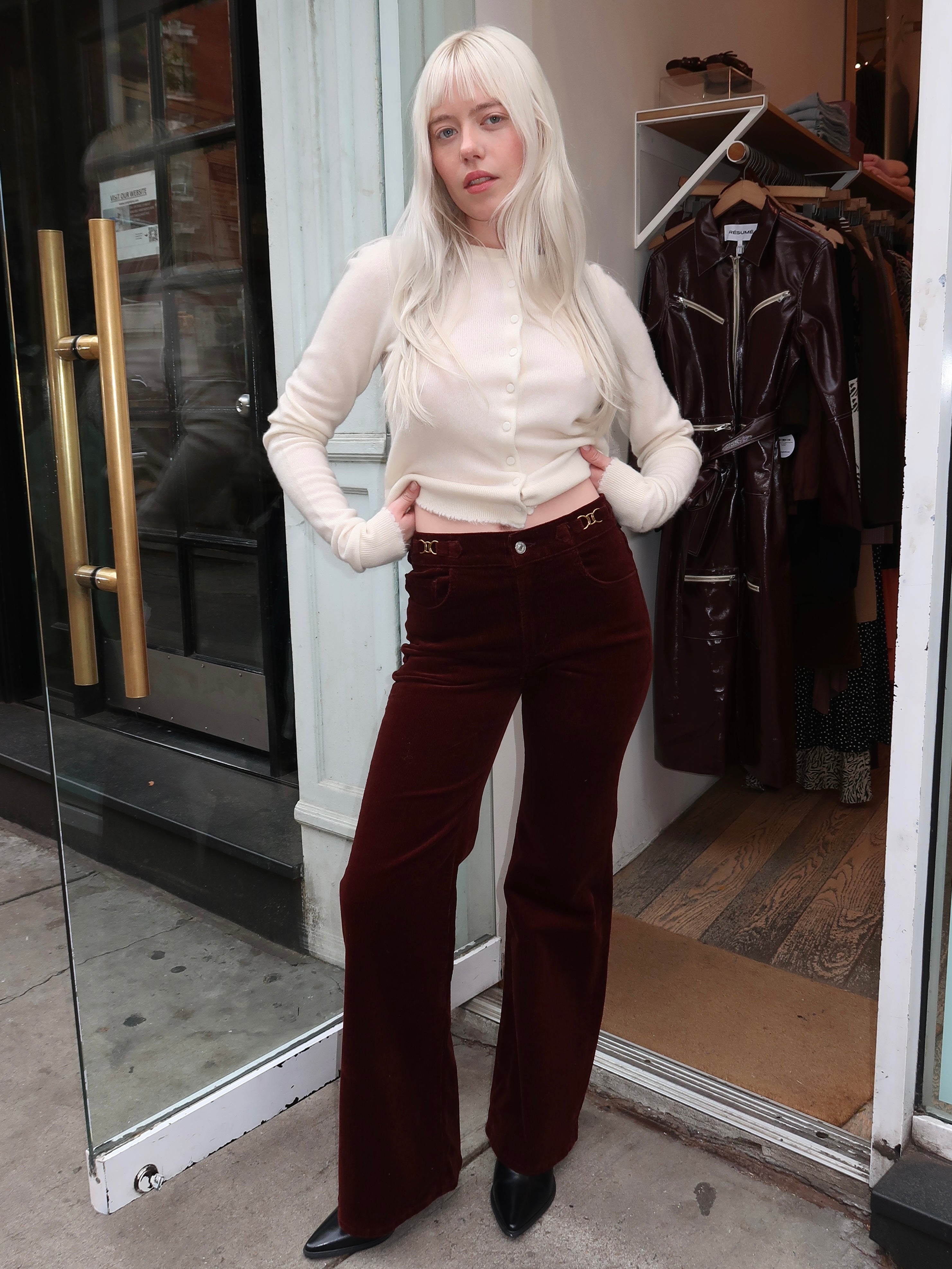 Kimberly Flare With Horsebit in Corduroy Mahogany