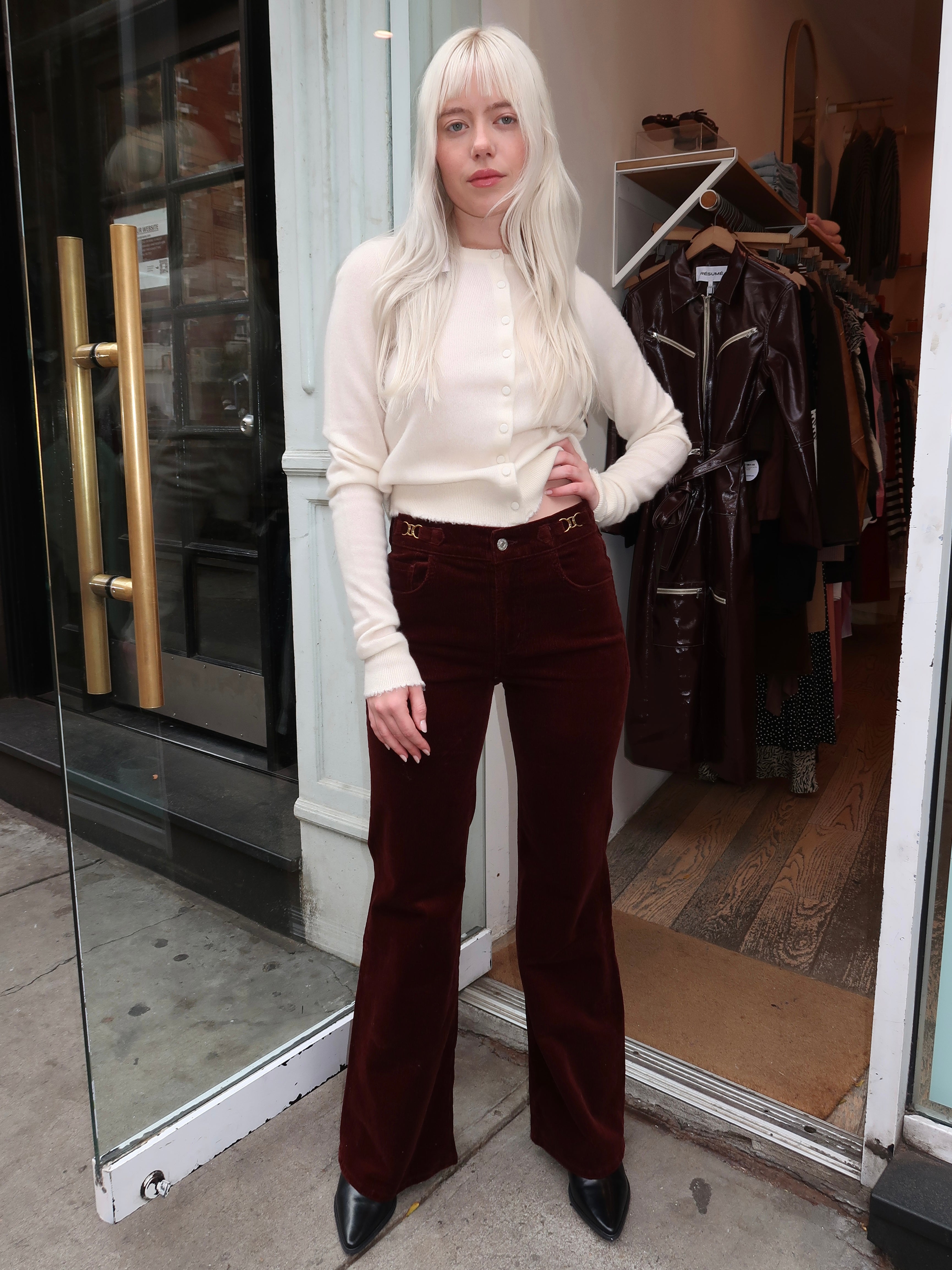 Kimberly Flare With Horsebit in Corduroy Mahogany