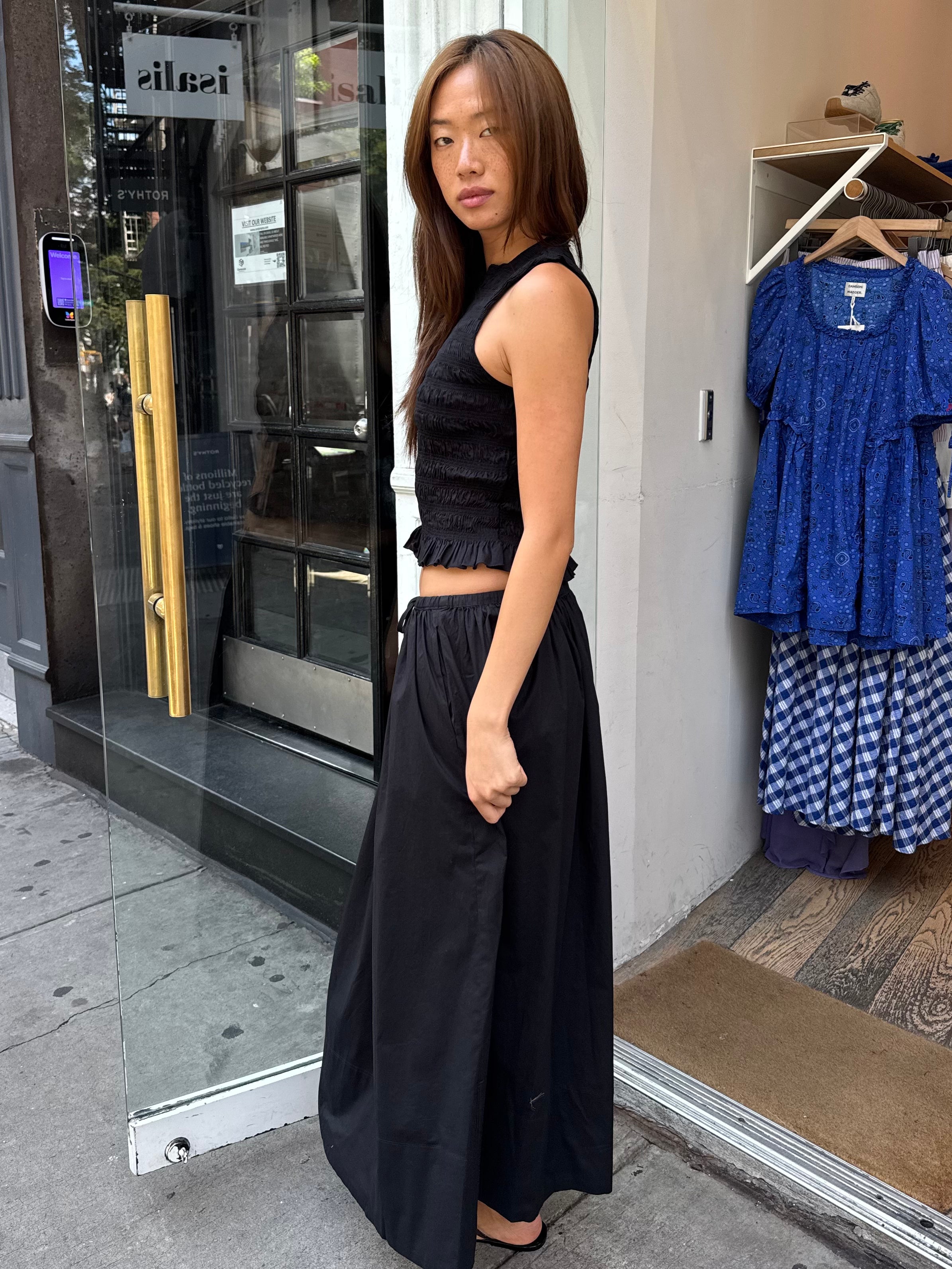Noelle Poplin Maxi Skirt in Noir
