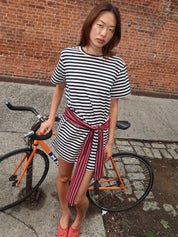 Lottie T-Shirt Dress in Navy Stripe Combo