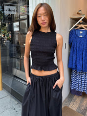 Phoebe Smocked Tank in Noir