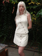 Sylvie Denim Top in Ecru