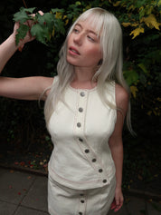 Sylvie Denim Top in Ecru