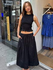 Noelle Poplin Maxi Skirt in Noir
