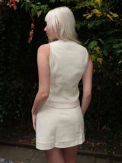 Sylvie Denim Top in Ecru