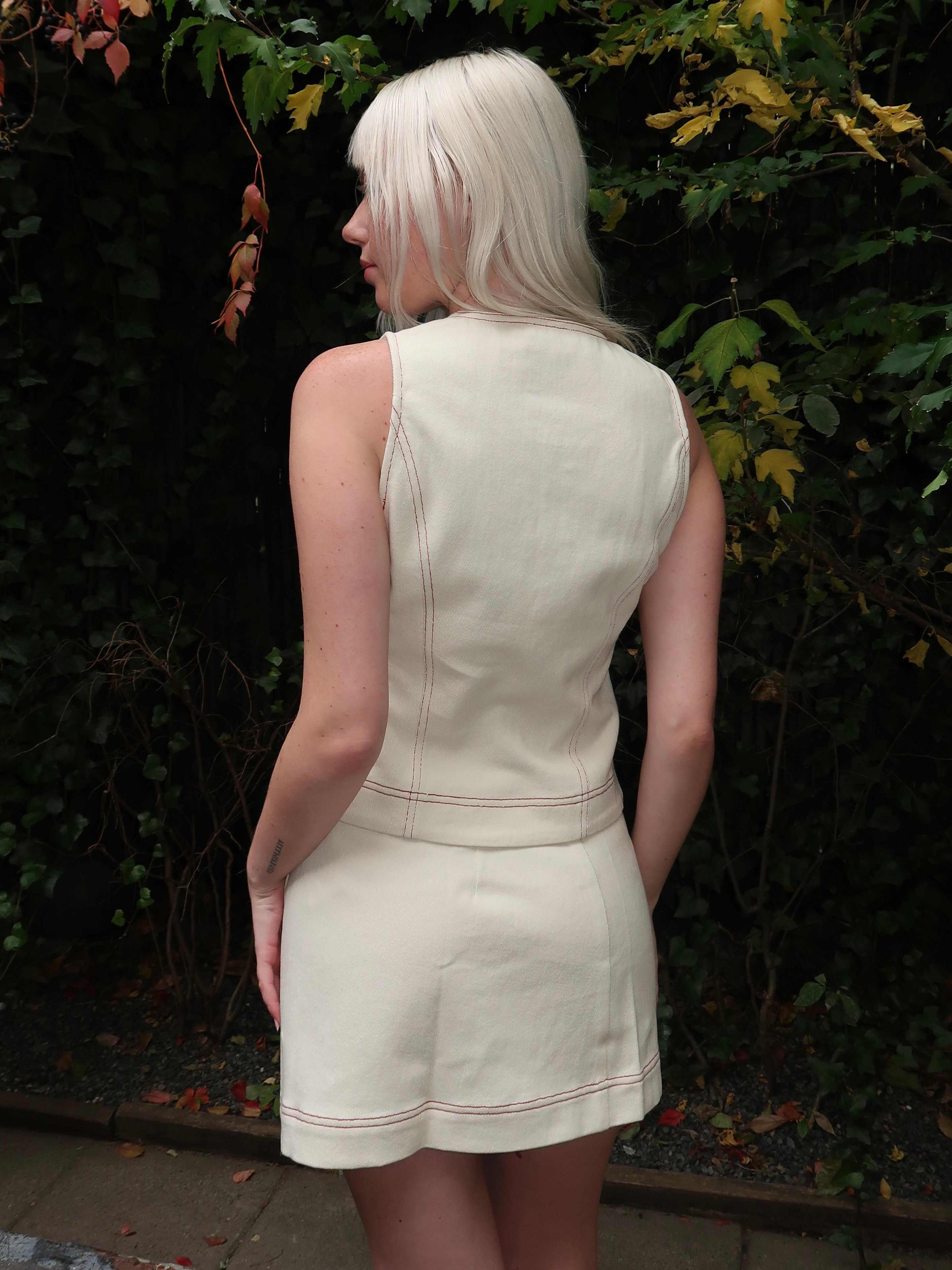 Sylvie Denim Top in Ecru