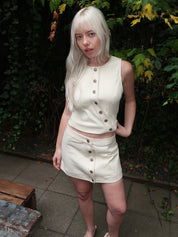 Aggie Denim Skirt in Ecru