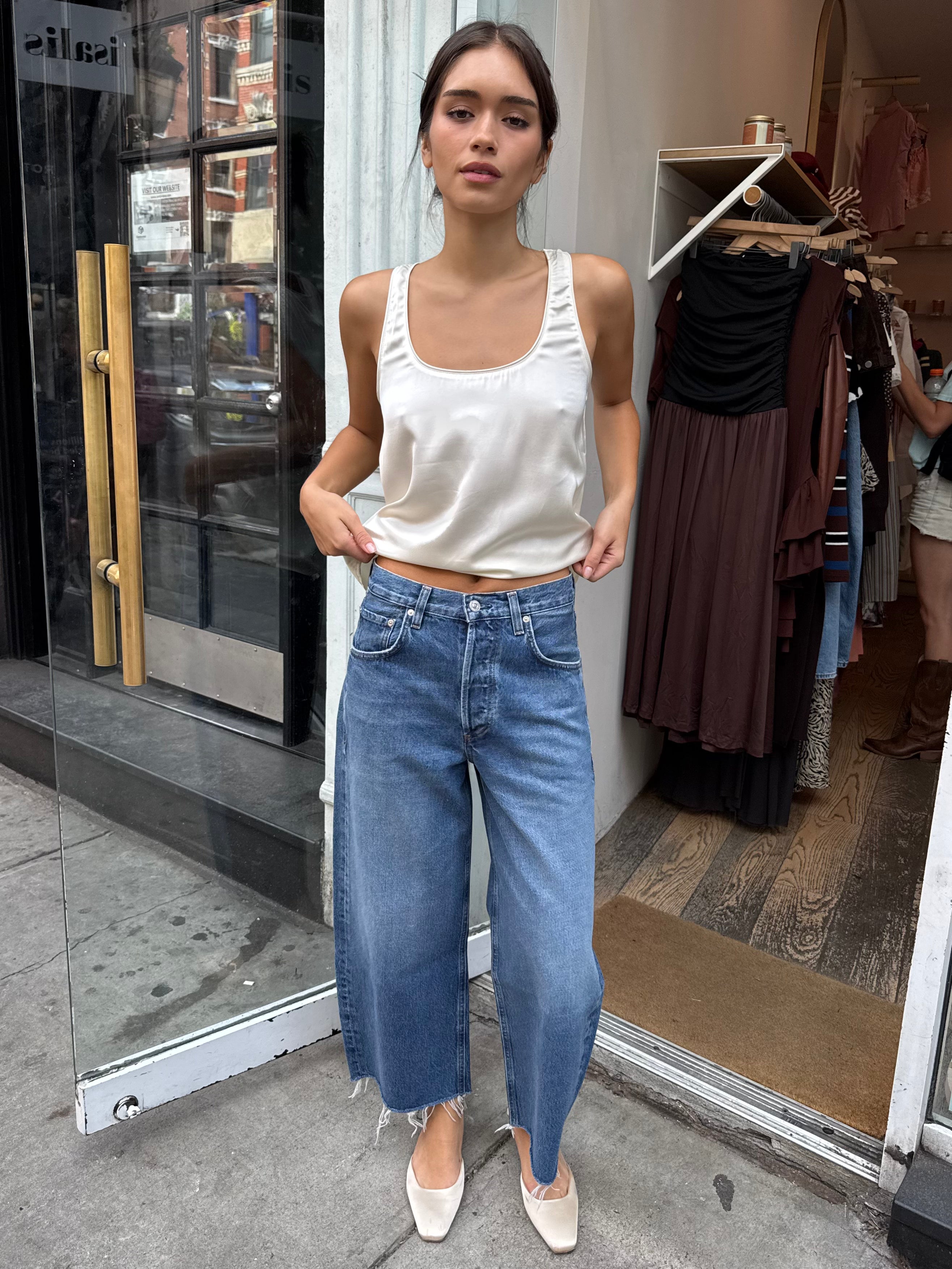 Ayla Raw Hem Crop in Chaya