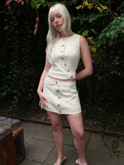 Aggie Denim Skirt in Ecru