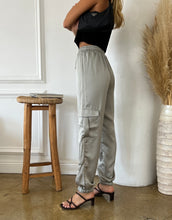 Load image into Gallery viewer, Stormi Satin Cargos in Silver
