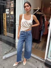 Ayla Raw Hem Crop in Chaya
