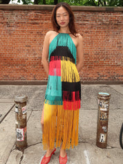 Drea Fringe Dress in Vibrant Multi Fringe