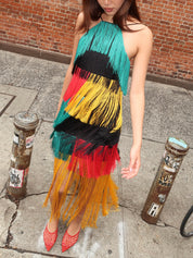 Drea Fringe Dress in Vibrant Multi Fringe
