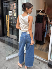Ayla Raw Hem Crop in Chaya