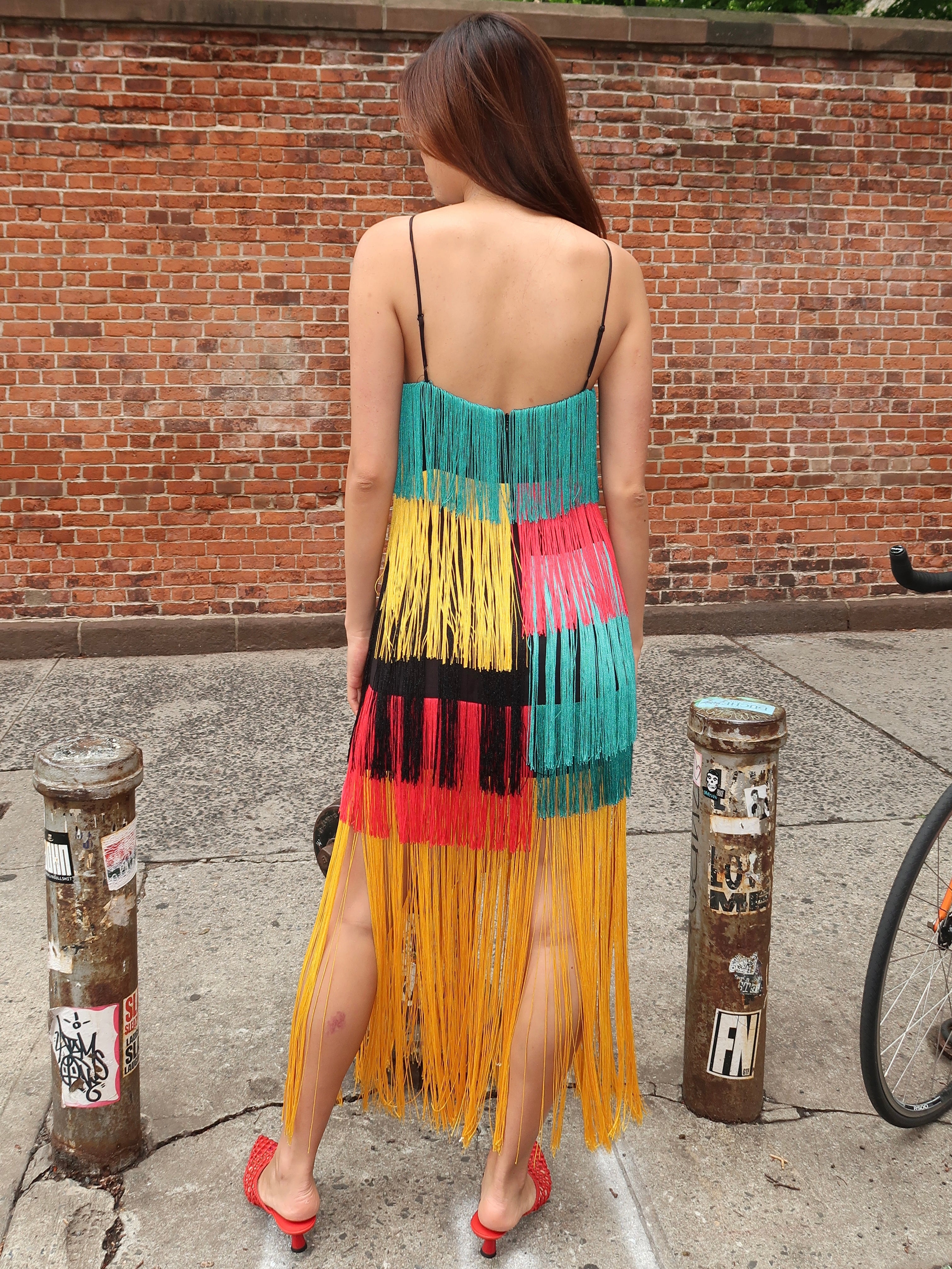 Drea Fringe Dress in Vibrant Multi Fringe