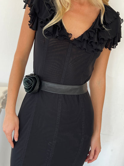 Xia Ruffle Dress in Black