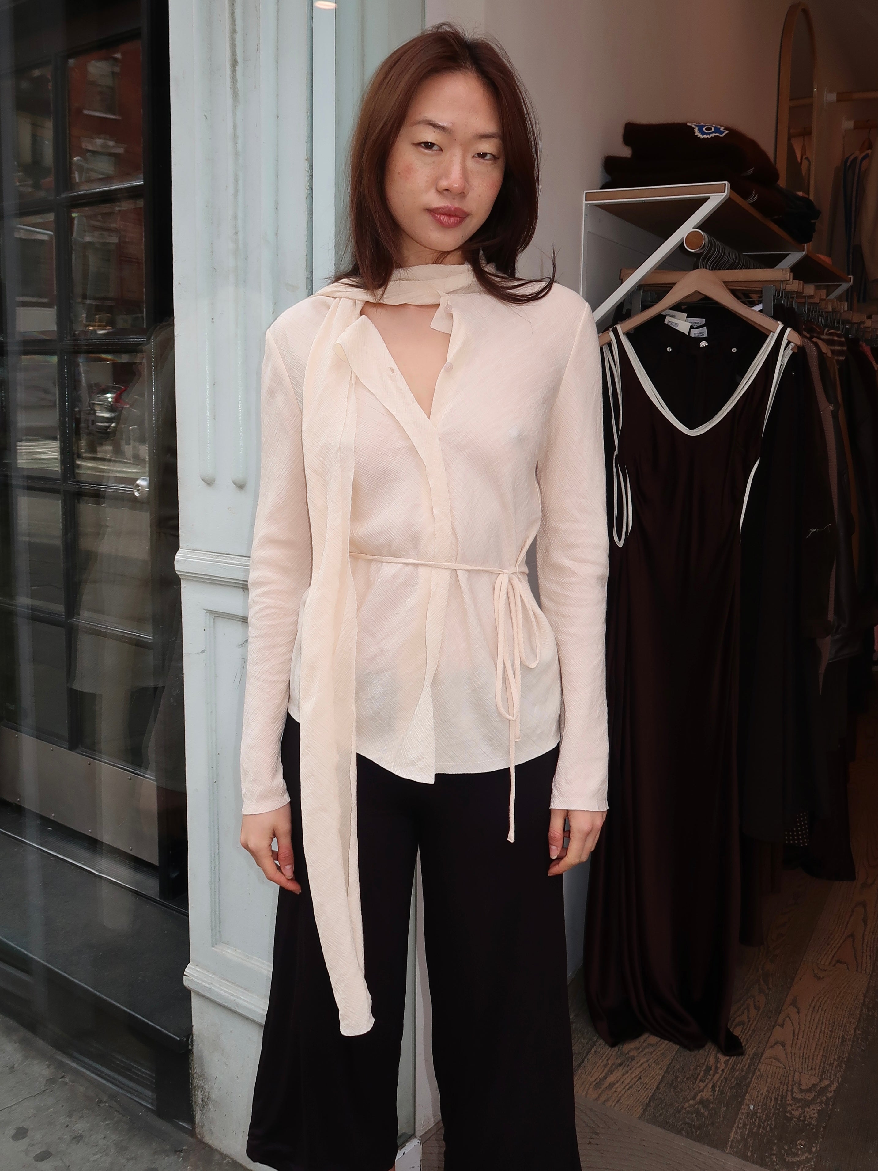 Zola Scarf Blouse in Bisque
