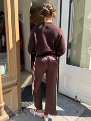 The Silk Stripe Crop Pant in Espresso