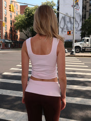 Square Neck Ponte Tank Top in Strawberry Chocolate