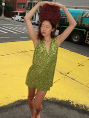 Fountain Sequin Dress in Metallic Pear