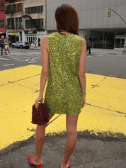 Fountain Sequin Dress in Metallic Pear