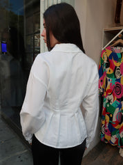 Braun Button Up Top in White