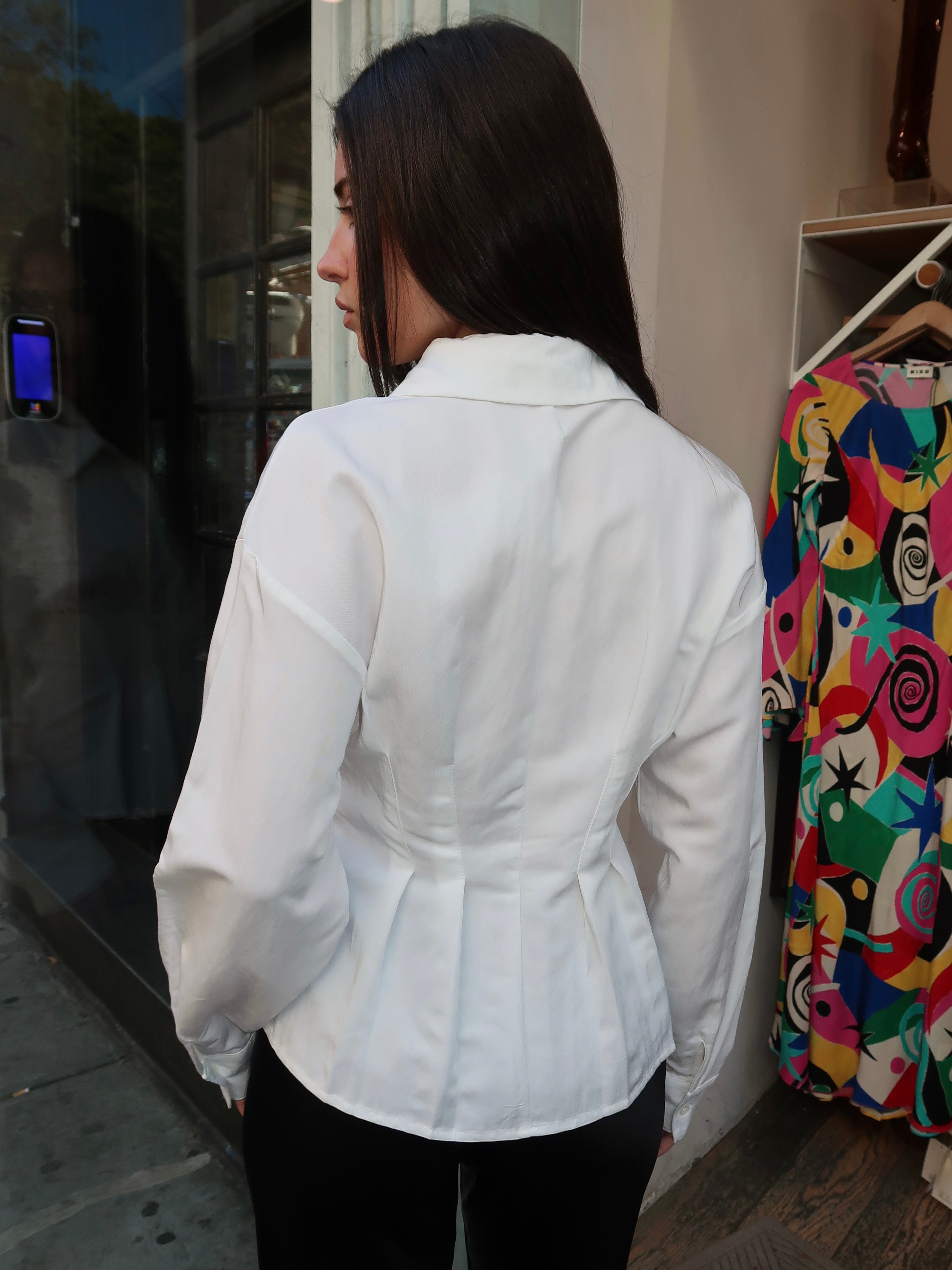 Braun Button Up Top in White