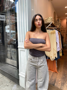 Strapless Jersey Top in Graphite