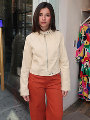 Kotor Zip Moto Jacket in Beige
