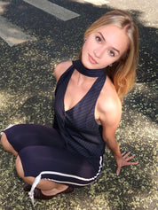 Chad Tie-Neck Halter Top in Navy