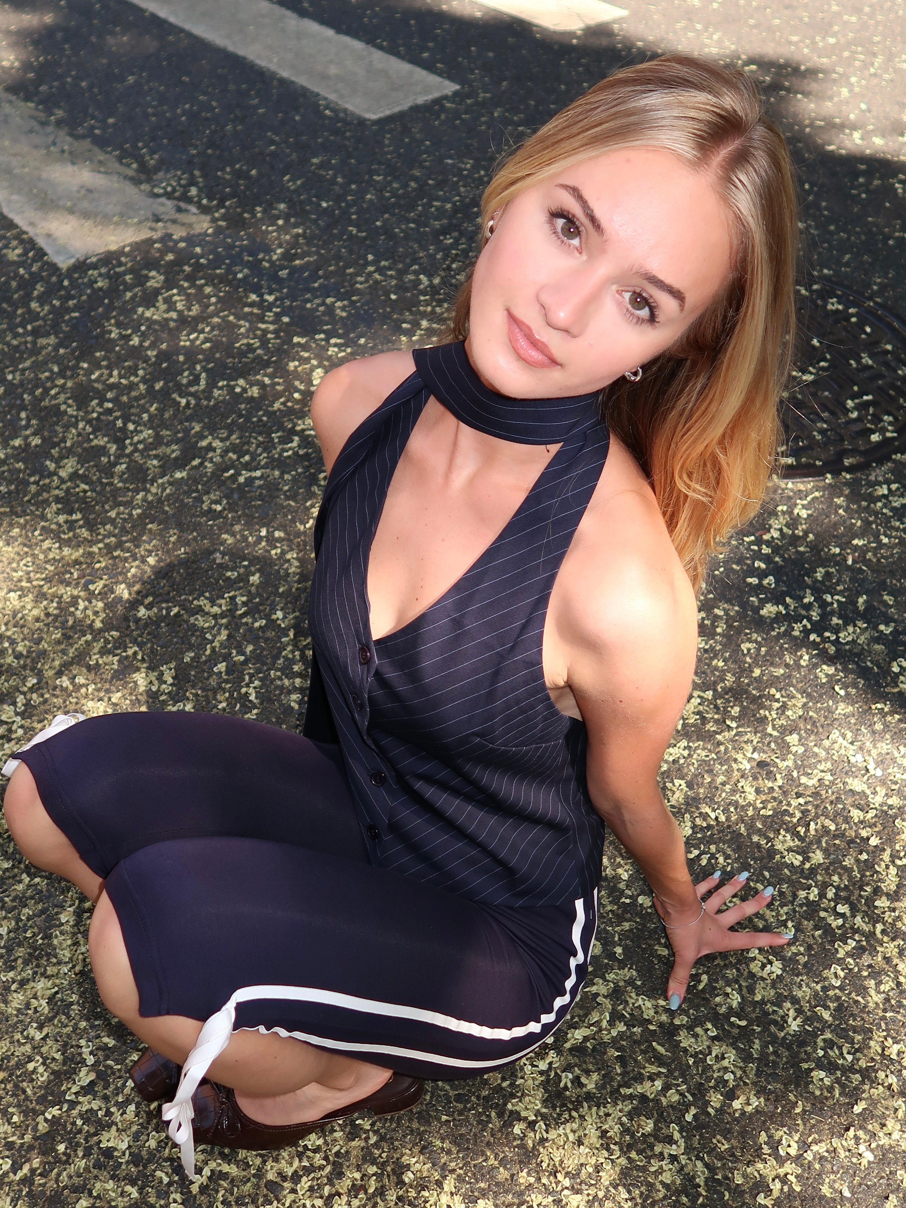 Chad Tie-Neck Halter Top in Navy