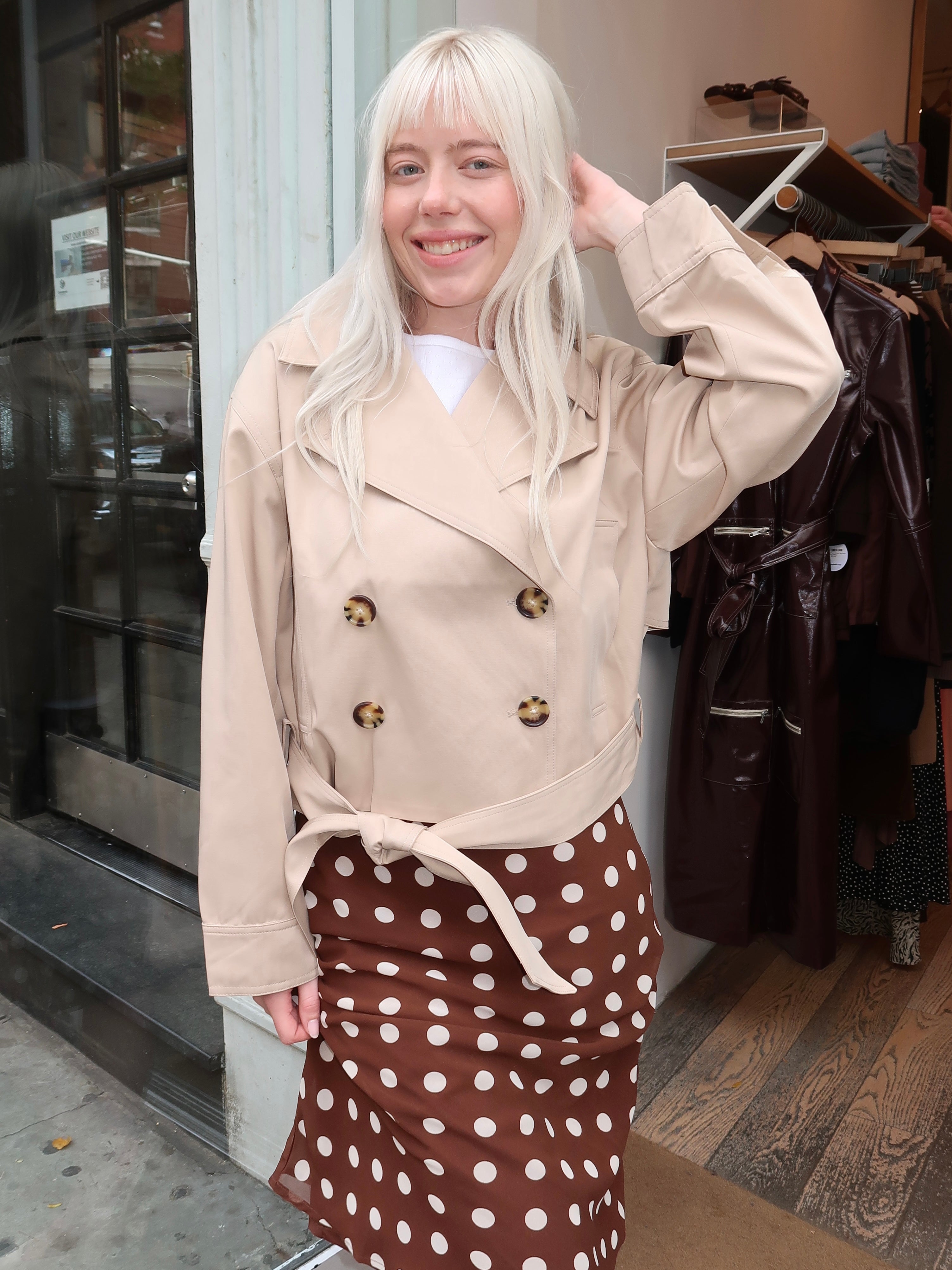 Shasta Cropped Trench in Beige