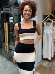 Theo Crop Top in Cream & Black