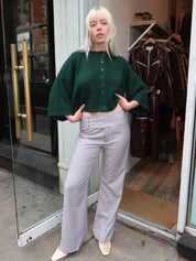 Viola Low Rise Flared Trousers in Light Grey