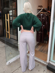 Viola Low Rise Flared Trousers in Light Grey