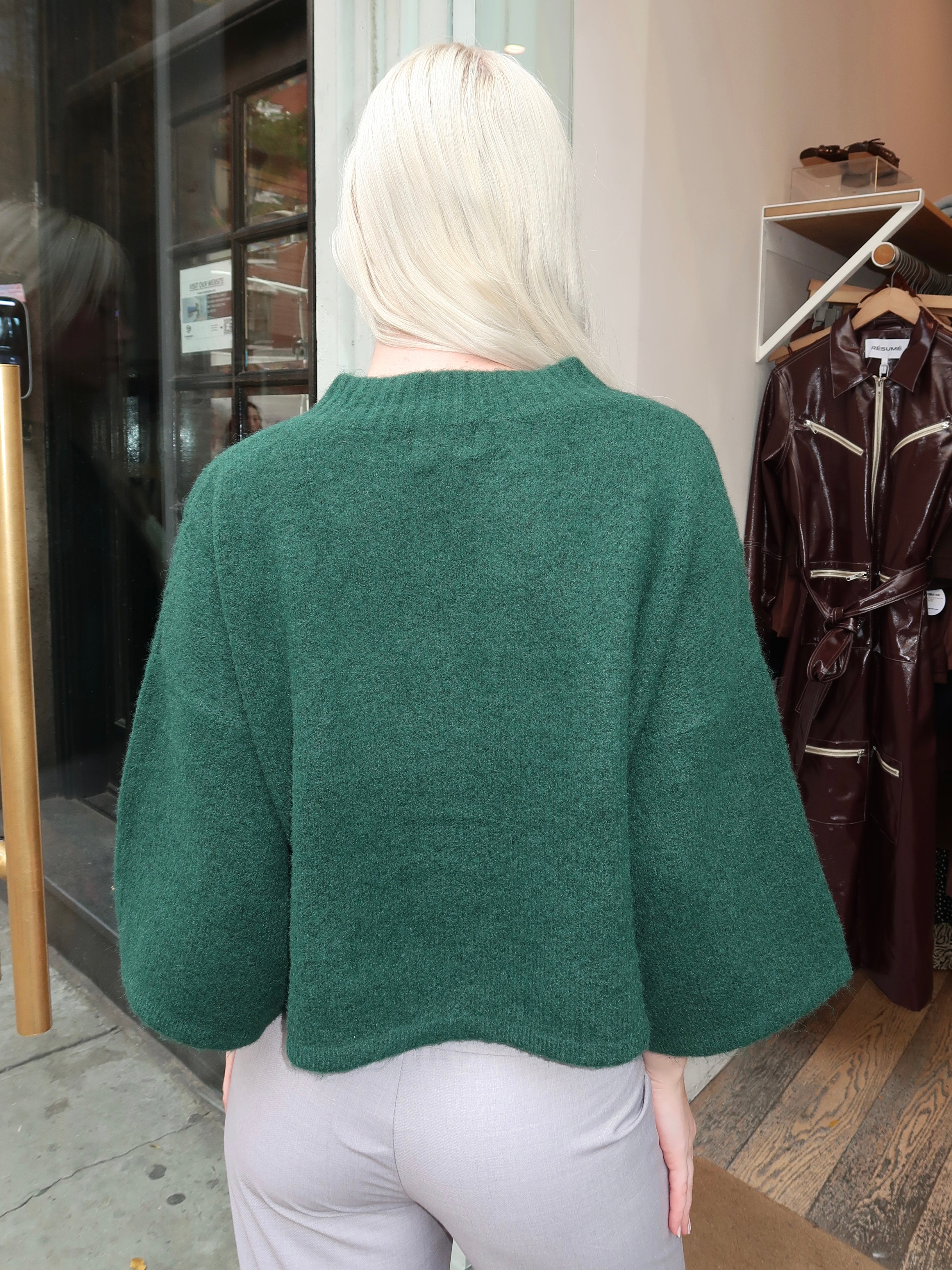 Martha Sweater Card in Dark Green