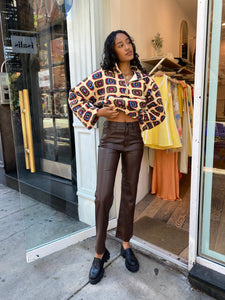 Cassie Super High Rise Straight Pant in Coffee Bean