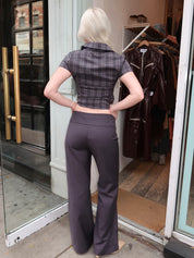 Viola Low Rise Flared Trousers in Charcoal