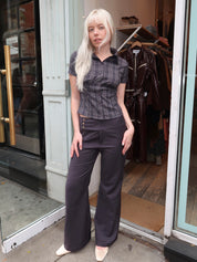 Viola Low Rise Flared Trousers in Charcoal