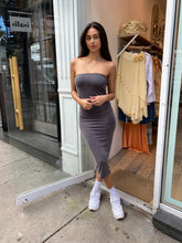 Load image into Gallery viewer, Strapless Jersey Midi Dress in Graphite
