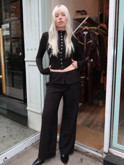 Rumi Folded Waist Trouser in Black