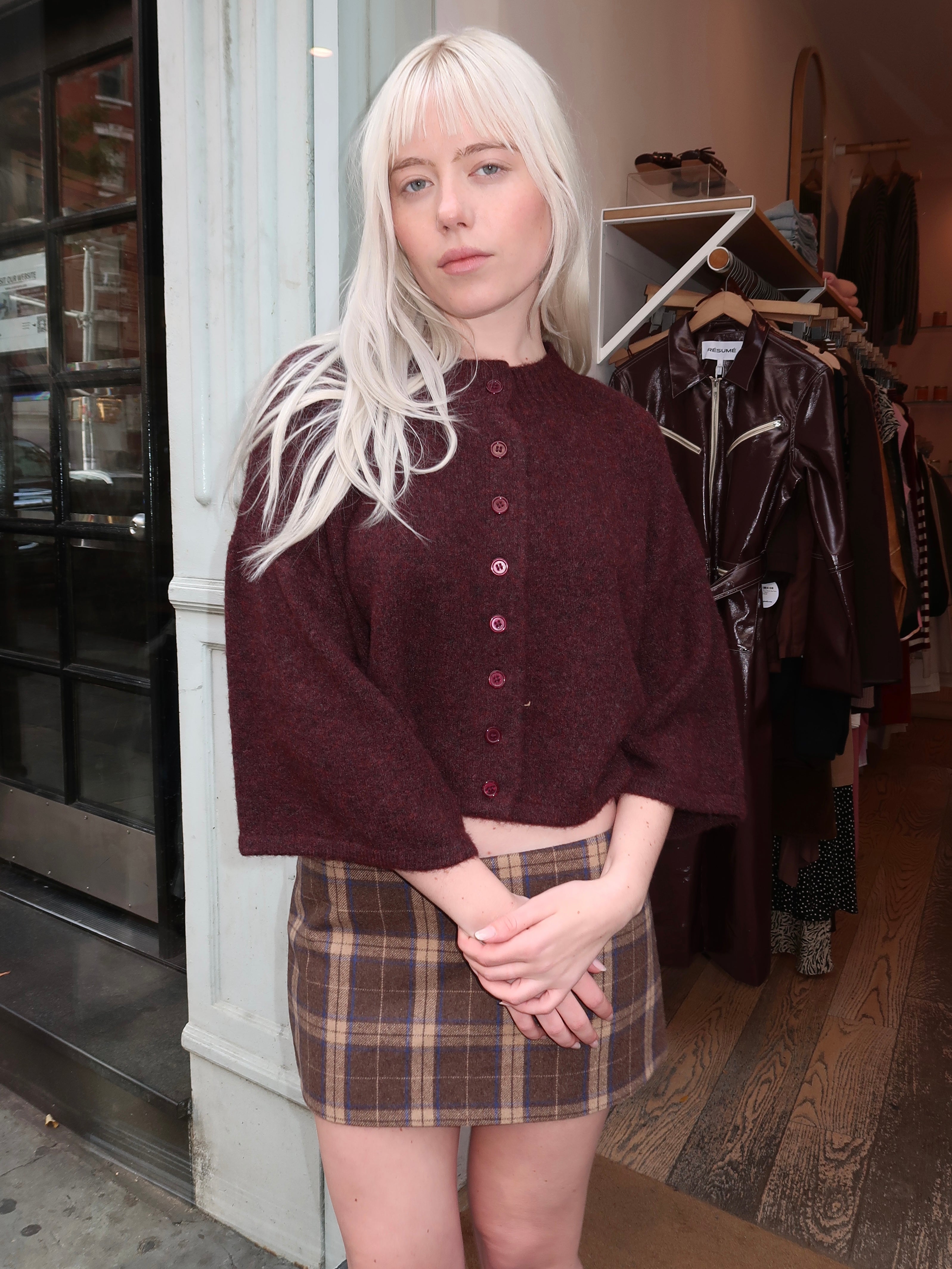 Martha Sweater Cardi in Berry